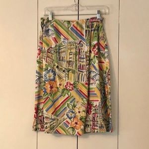Vintage watercolor tea length skirt